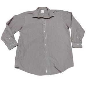 Brooks Brothers Men's 17 2/3 Regular Fit Non Iron Cotton Red‎ Stripe Dress Shirt